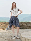 Textured High Waist A-Line Skirt