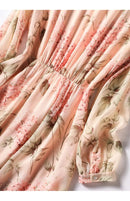 Floral Print Chiffon Bow Neck Long Sleeve Dress