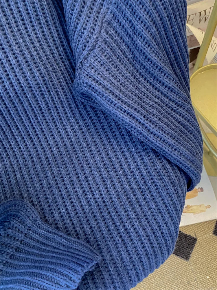 Round-Neck Oversized Knitted Pullover