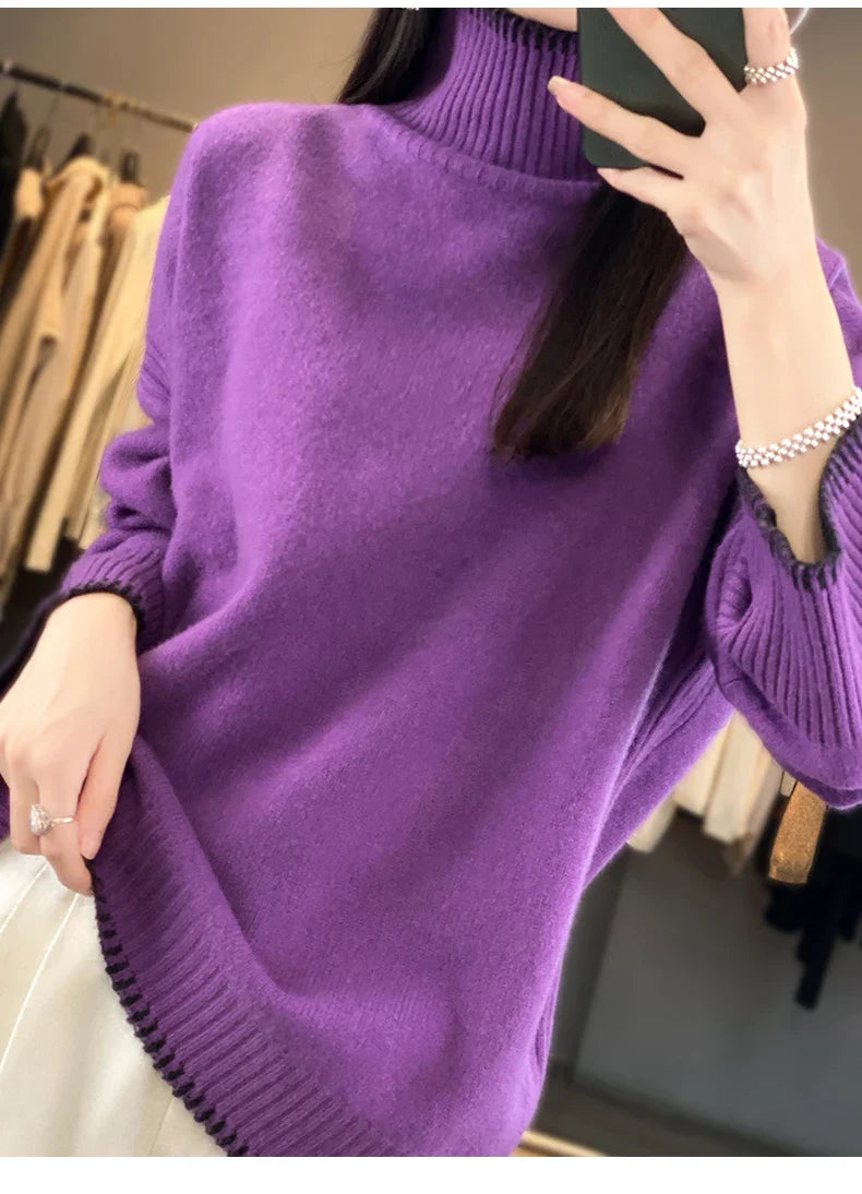 Oversized 100% Wool Turtleneck Sweater
