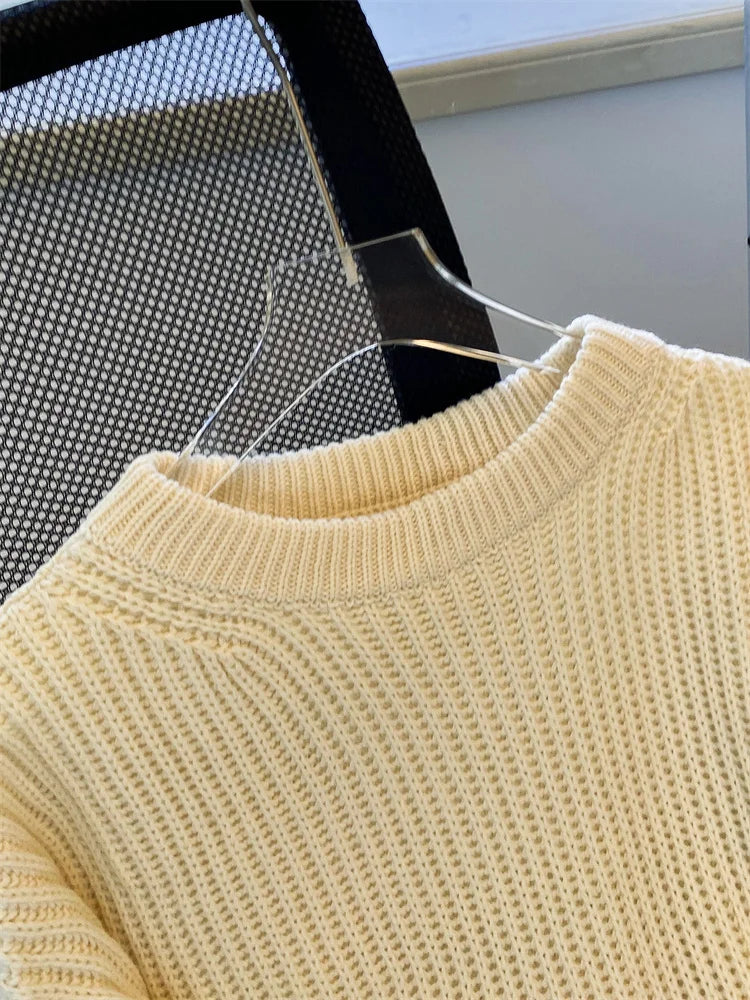Round-Neck Oversized Knitted Pullover