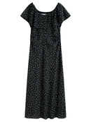 Charmeuse Ruffled  Off Shoulder Skirt Dress