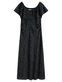 Charmeuse Ruffled  Off Shoulder Skirt Dress