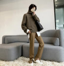 Loose High Neck Wool Pullover Sweater