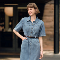 Waist-tightening High-end Long Denim Dress