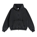 Distressed Washed Batik Retro Zipper Hoodies