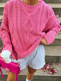 Crew Neck Vintage Pink Pullover