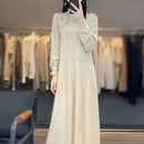 100% Pure Wool Knitted A-Line Long Sleeves Dress