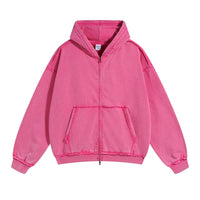 Distressed Washed Batik Retro Zipper Hoodies