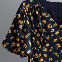 Floral Printed V-Neck Chiffon Dress
