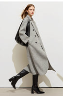 Minimalist Blazer Collar Woolen Long Coat