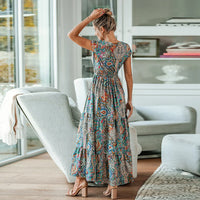 V-Neck Bohemia A-line Maxi Dress