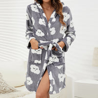 Flannel Hooded Pajamas Robe