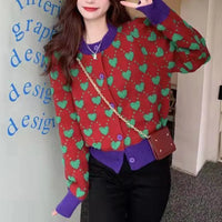 Ugly Sweater Heart Detail Knitted Short Cardigan