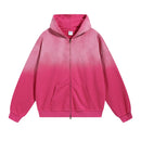 Vintage Washed Zipper Distressed Hoodies