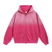 Vintage Washed Zipper Distressed Hoodies