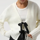 V-Neck Lace-Up Loose Cardigan