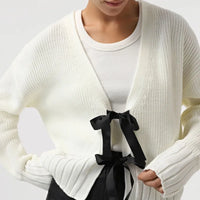 V-Neck Lace-Up Loose Cardigan
