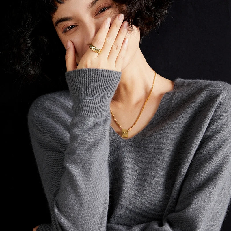 V-Neck Cashmere Pullover Sweater