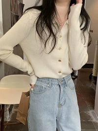 Polo Lapel Wool Knit Cardigan