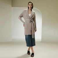 Shawl Collar Belted Merino Wool Cardigan