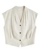 Linen V-Neck Casual Shirt