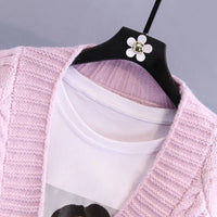 Twist Short V-Neck Single-breasted Knitted Cardigan