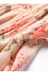 Floral Print Chiffon Bow Neck Long Sleeve Dress