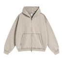 Distressed Washed Batik Retro Zipper Hoodies