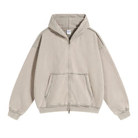 Distressed Washed Batik Retro Zipper Hoodies