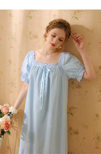 Palace Style Short Sleeve Cotton Pajama Dress