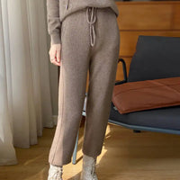 High Waist Drawstring Wool Knitted Pants