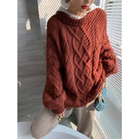Twisted Woolen Knit Round Neck Sweater