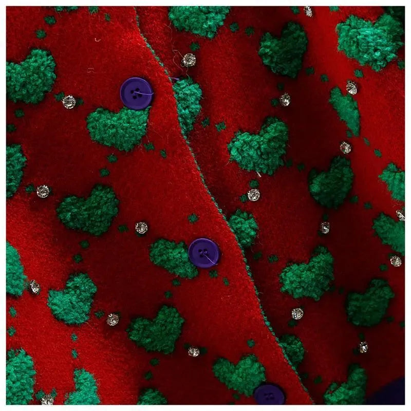 Ugly Sweater Heart Detail Knitted Short Cardigan