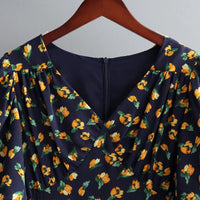Floral Printed V-Neck Chiffon Dress
