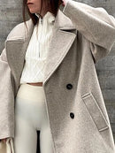 Double Breasted Oversized Long Wool Coat