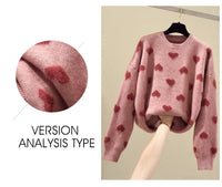 Pink Heart Winter Knitted Sweater