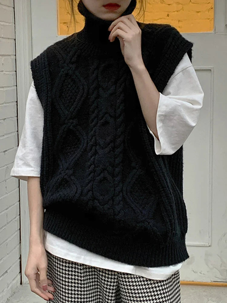 Twist Pattern Knitted Sweaters Waistcoat