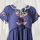 Embroidery V-Neck Tassel Bohemian Maxi Dress