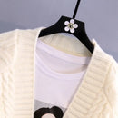 Twist Short V-Neck Single-breasted Knitted Cardigan