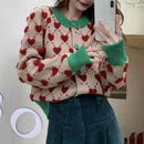 Ugly Sweater Heart Detail Knitted Short Cardigan