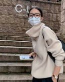 Cashmere stand-collar cardigan, exposed two-way zip, ribbed cuffs, relaxed fit, heather taupe—2025 runway-ready winter layer for him or her .