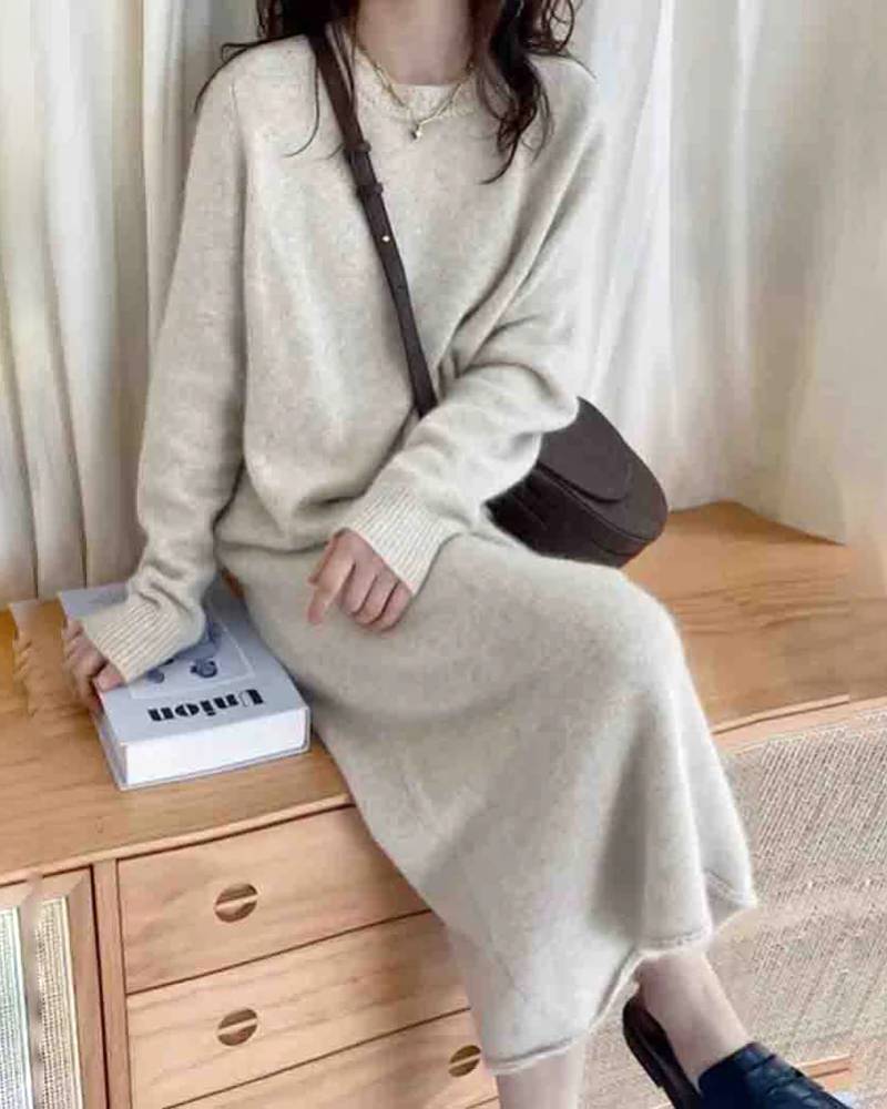 Straight Length Cashmere Maxi Dress