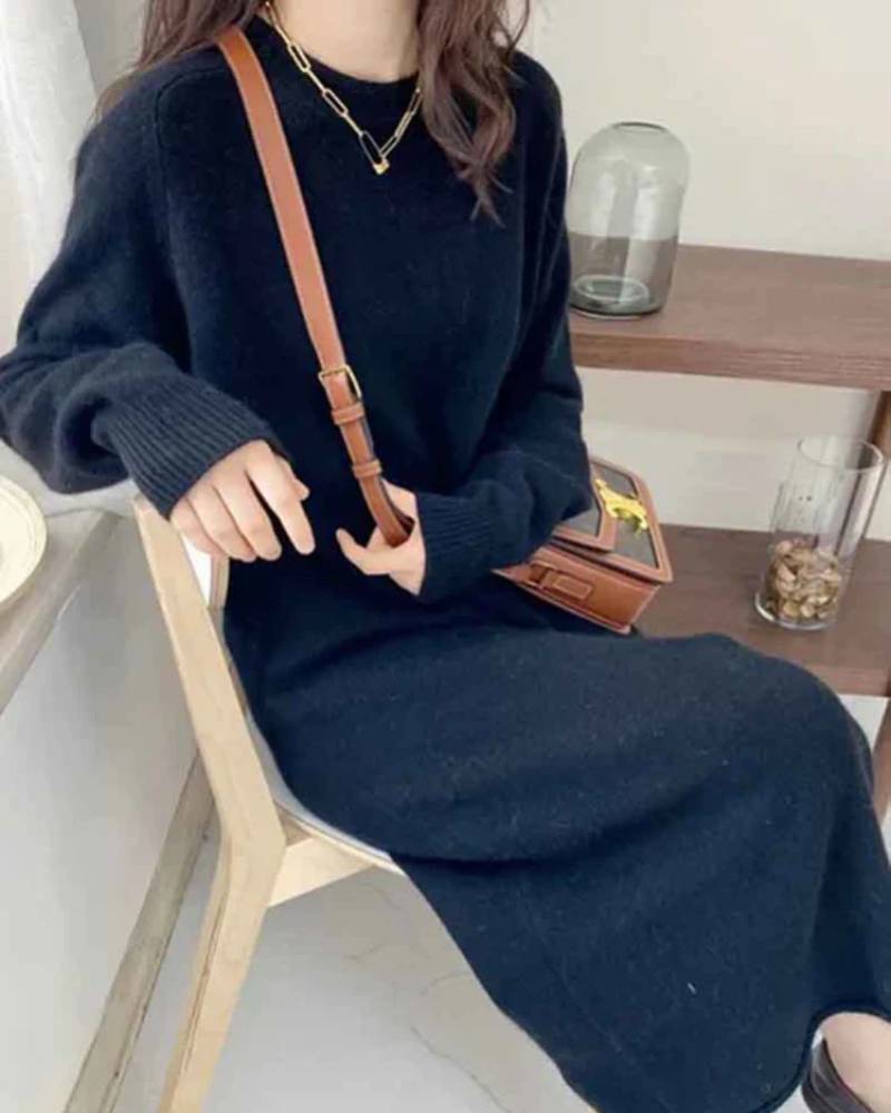 Straight Length Cashmere Maxi Dress