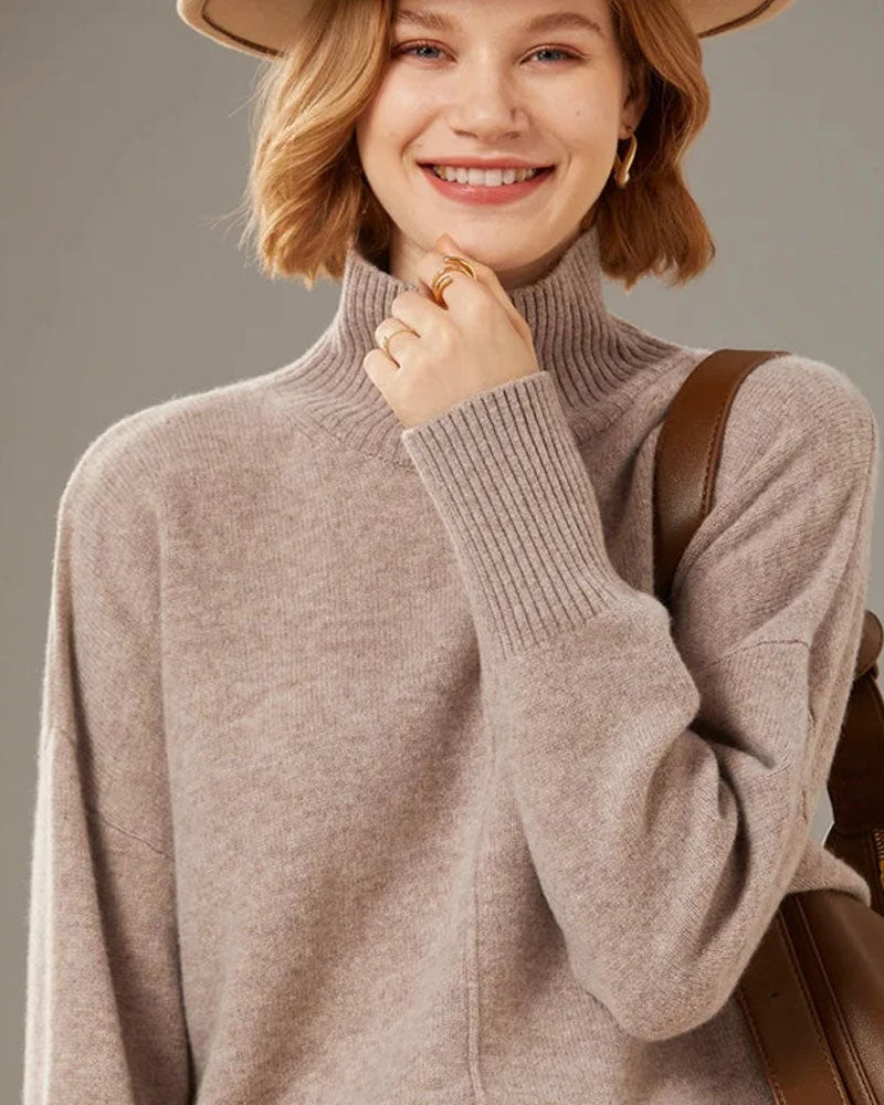Turtleneck Solid Color Cashmere Sweater