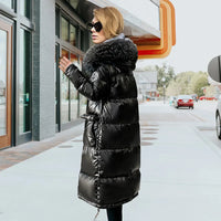 Fur Collar Hooded Long Parka Coat