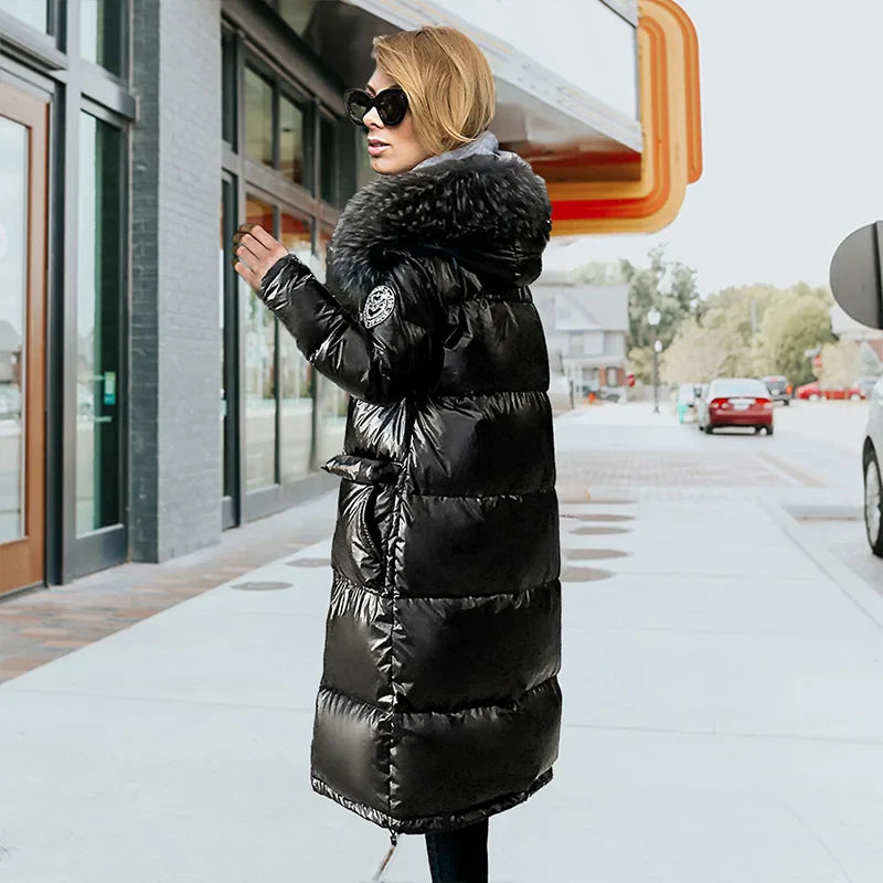 Fur Collar Hooded Long Parka Coat
