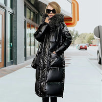 Fur Collar Hooded Long Parka Coat