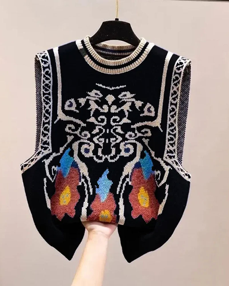 Vintage Round Neck Knitted Vest