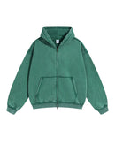 Distressed Washed Batik Retro Zipper Hoodies